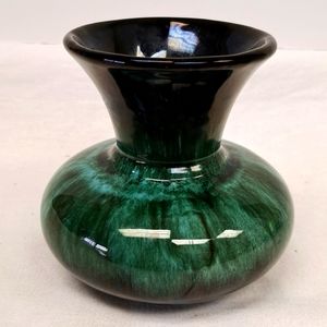 Vintage BlueMountain Pottery teal drip glaze vase made in Canada